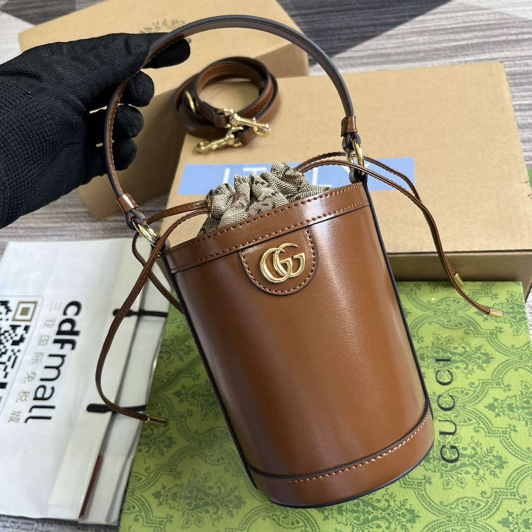 Gucci 760201 Ophidia Mini Bucket Bag Brown