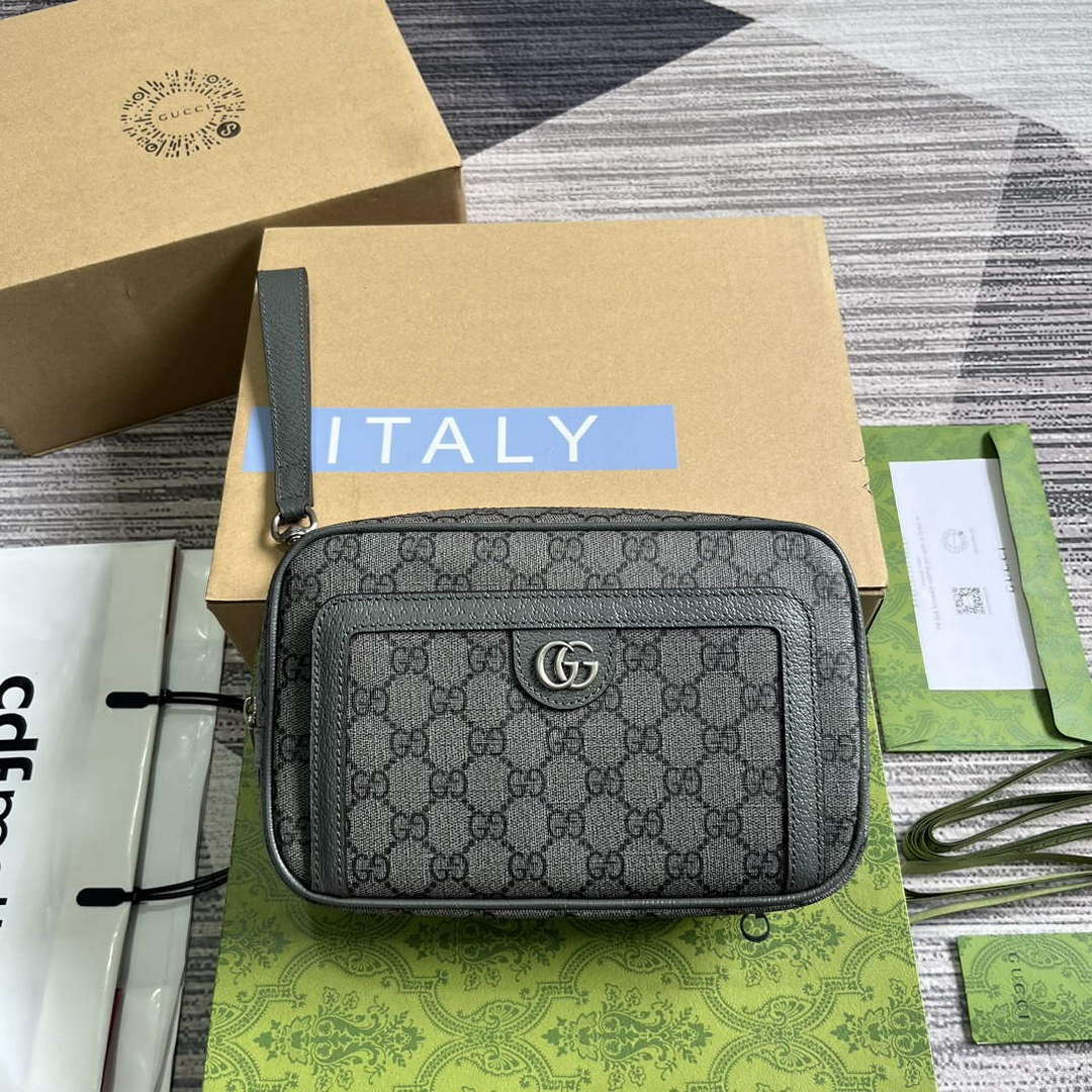 Gucci 760245 Ophidia GG Pouch Bag Grey - Default Title - View 1
