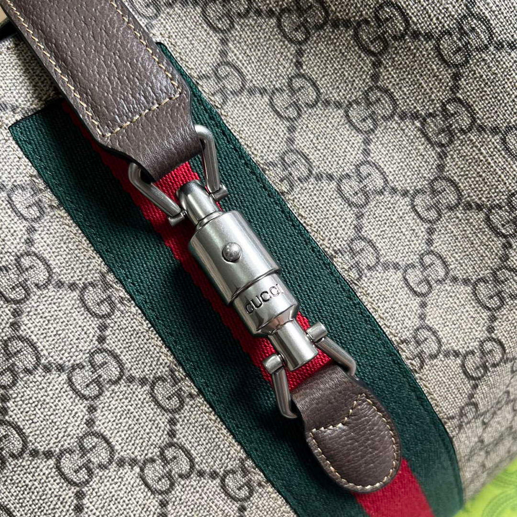 Gucci 763103 Jackie 1961 Small Shoulder Bag Beige and ebony