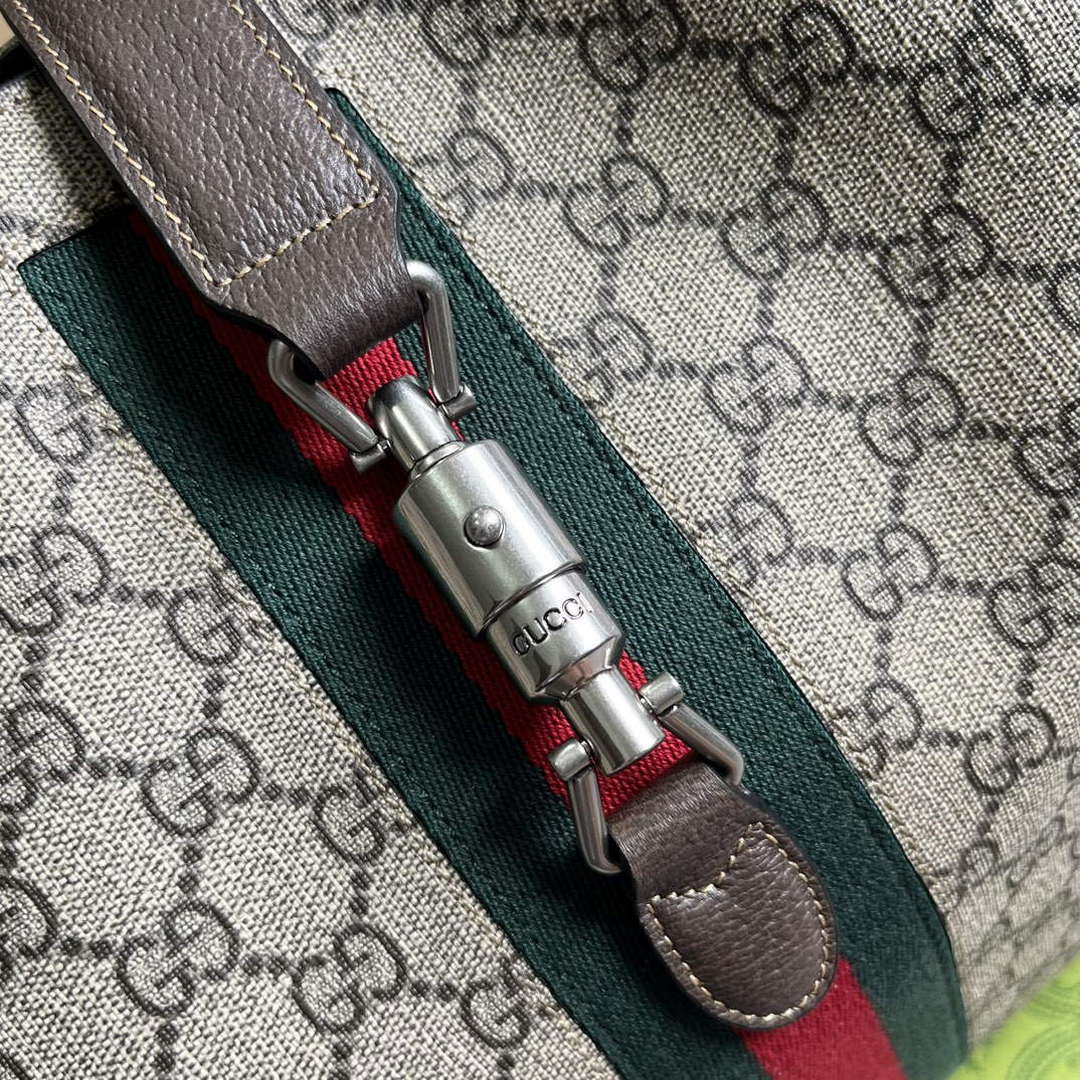 Gucci 763103 Jackie 1961 Small Shoulder Bag Beige and ebony