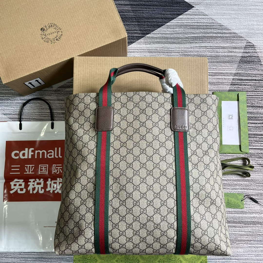 Gucci 763287 GG Tender Medium Tote Bag Beige - Default Title - View 1