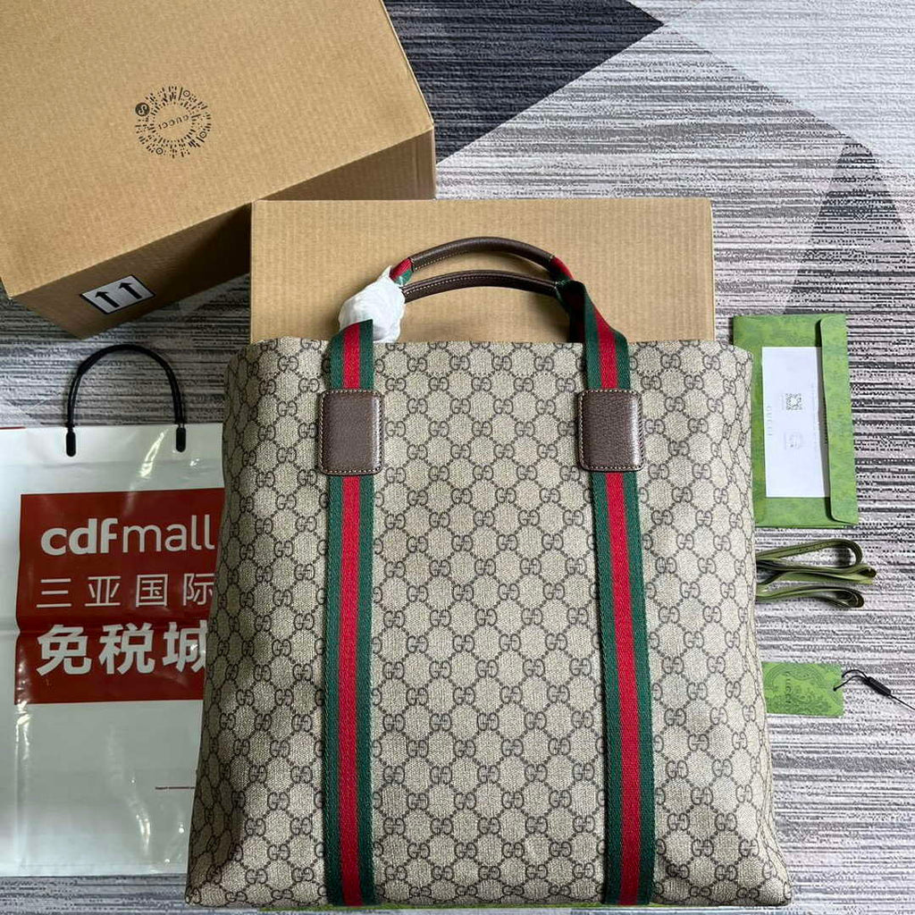Gucci 763287 GG Tender Medium Tote Bag Beige
