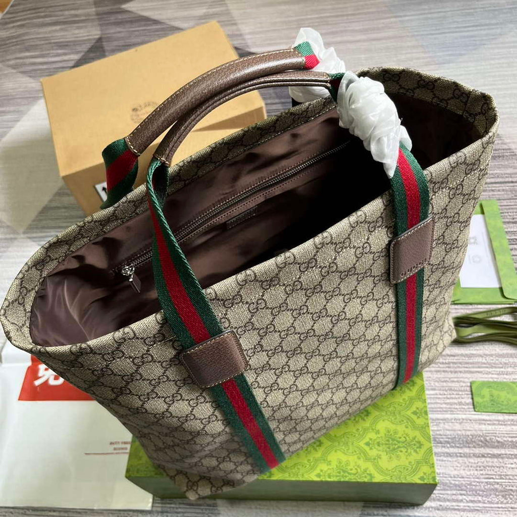Gucci 763287 GG Tender Medium Tote Bag Beige