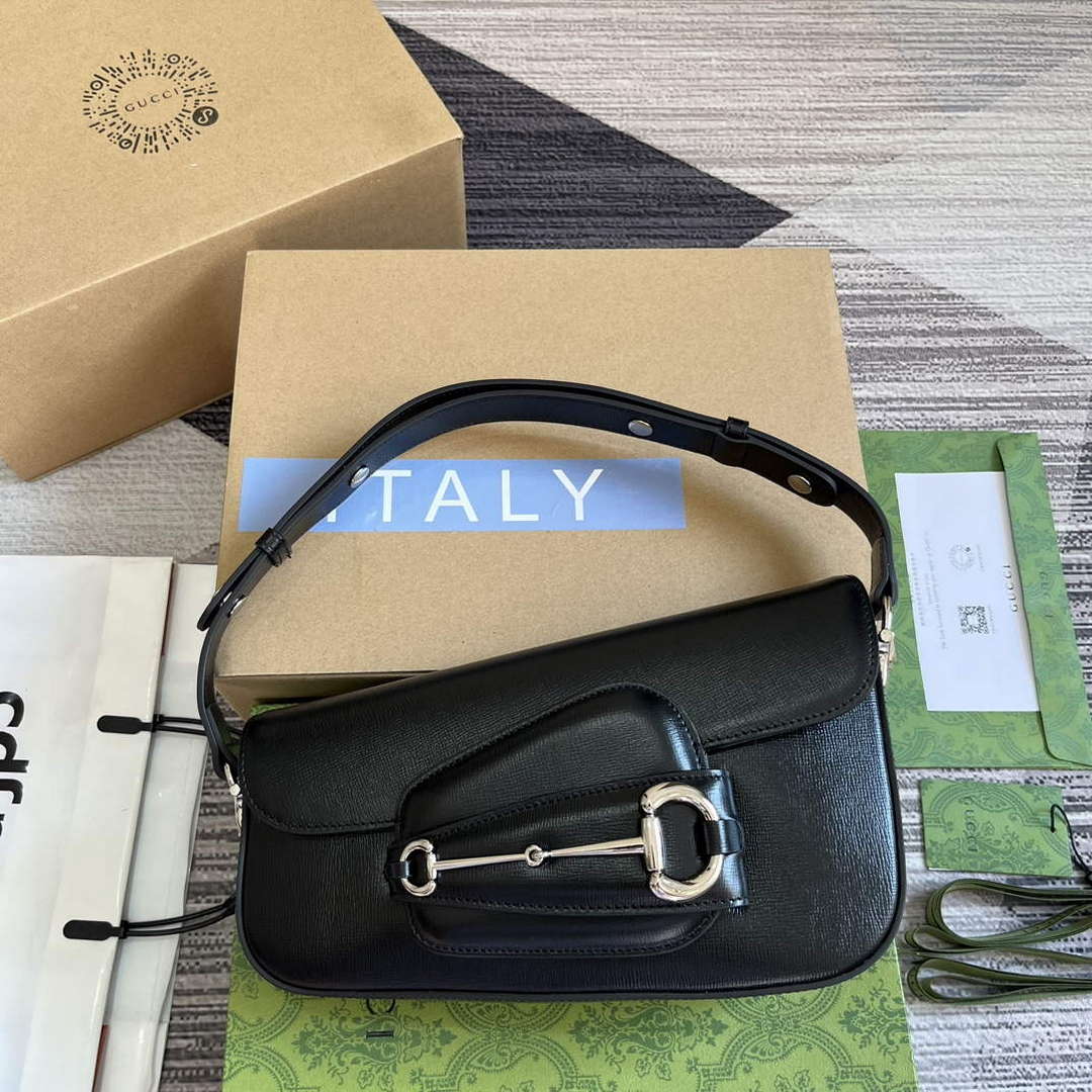 Gucci 764155 Gucci Horsebit 1955 Shoulder Bag Black - Default Title - View 1