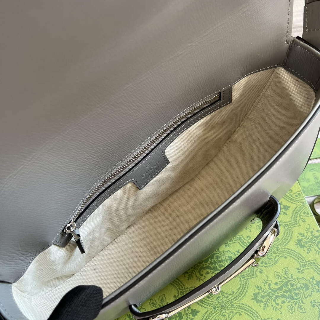 Gucci 764155 Gucci Horsebit 1955 Shoulder Bag Grey - Default Title - View 9