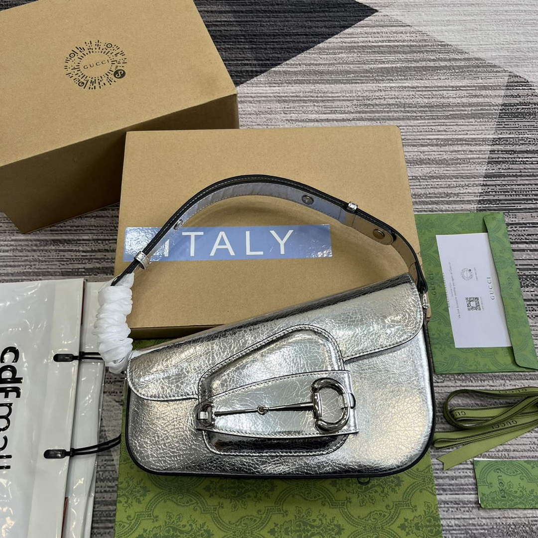 Gucci 764155 Gucci Horsebit 1955 Shoulder Bag Silver - Default Title - View 1