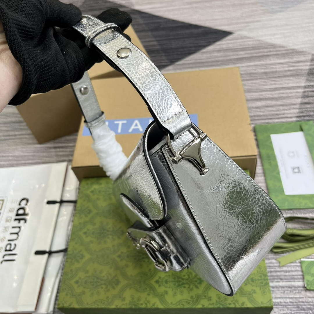 Gucci 764155 Gucci Horsebit 1955 Shoulder Bag Silver - Default Title - View 3