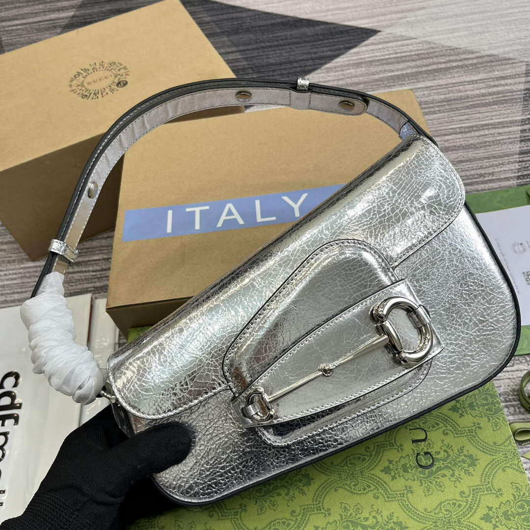 Gucci 764155 Gucci Horsebit 1955 Shoulder Bag Silver - Default Title - View 4