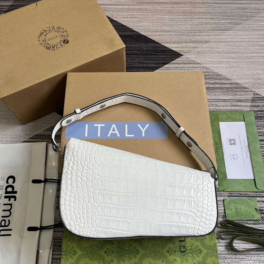Gucci 764155 Gucci Horsebit 1955 Shoulder Bag white/crocodile pattern - Default Title - View 2