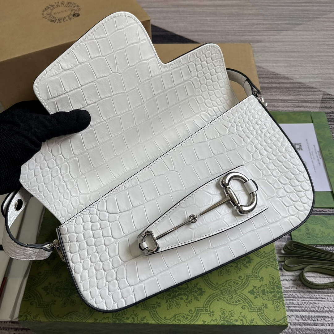 Gucci 764155 Gucci Horsebit 1955 Shoulder Bag white/crocodile pattern - Default Title - View 7