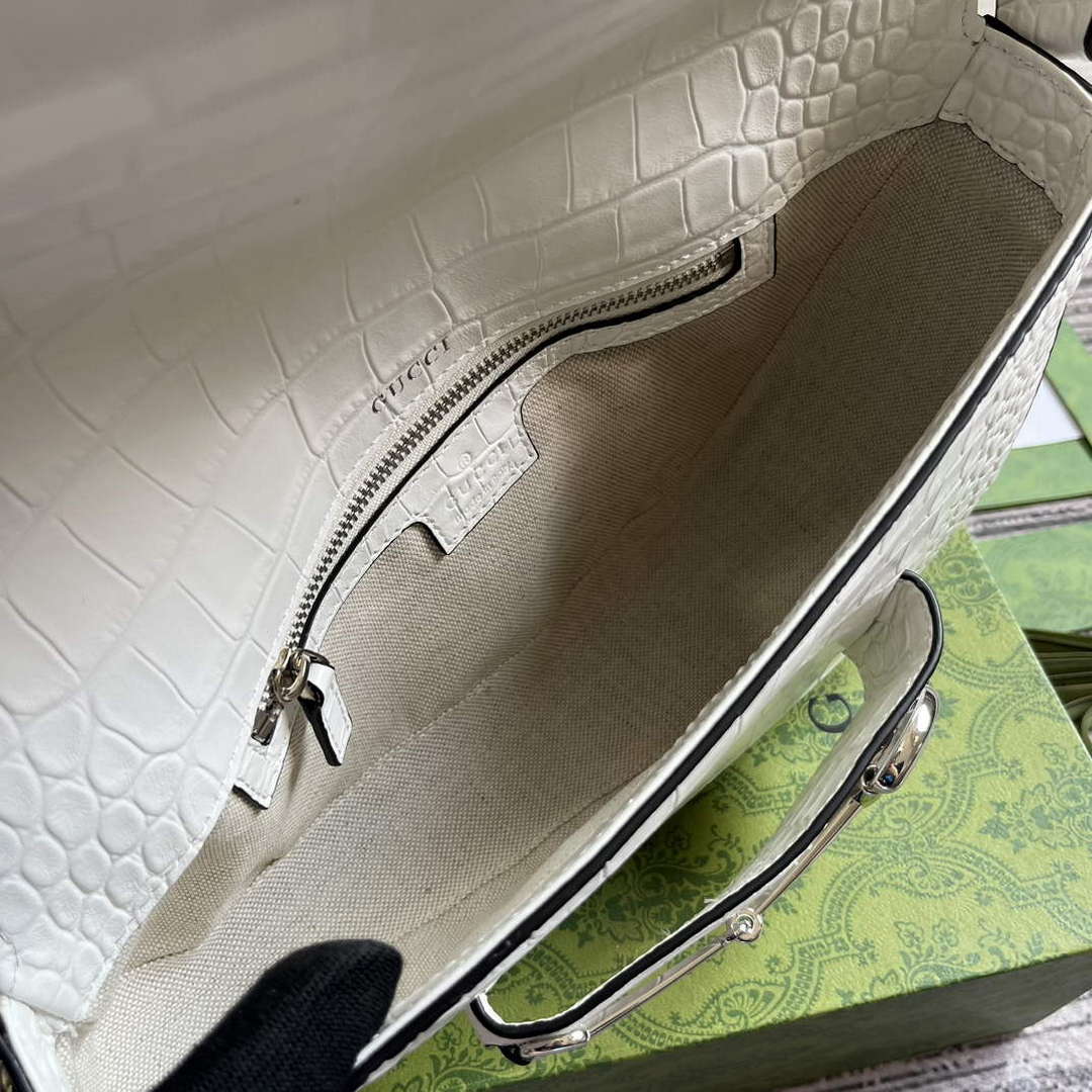 Gucci 764155 Gucci Horsebit 1955 Shoulder Bag white/crocodile pattern - Default Title - View 8