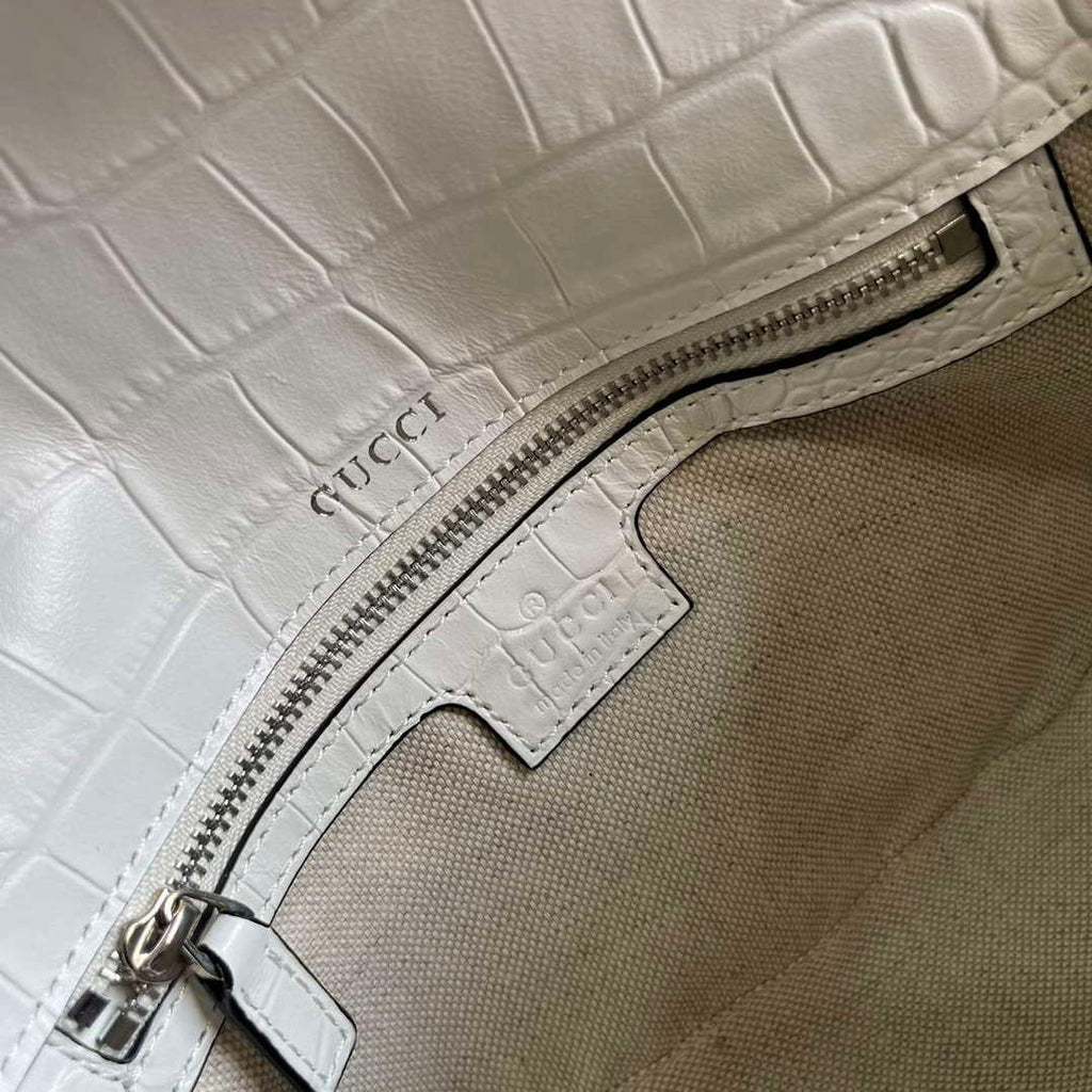 Gucci 764155 Gucci Horsebit 1955 Shoulder Bag white/crocodile pattern