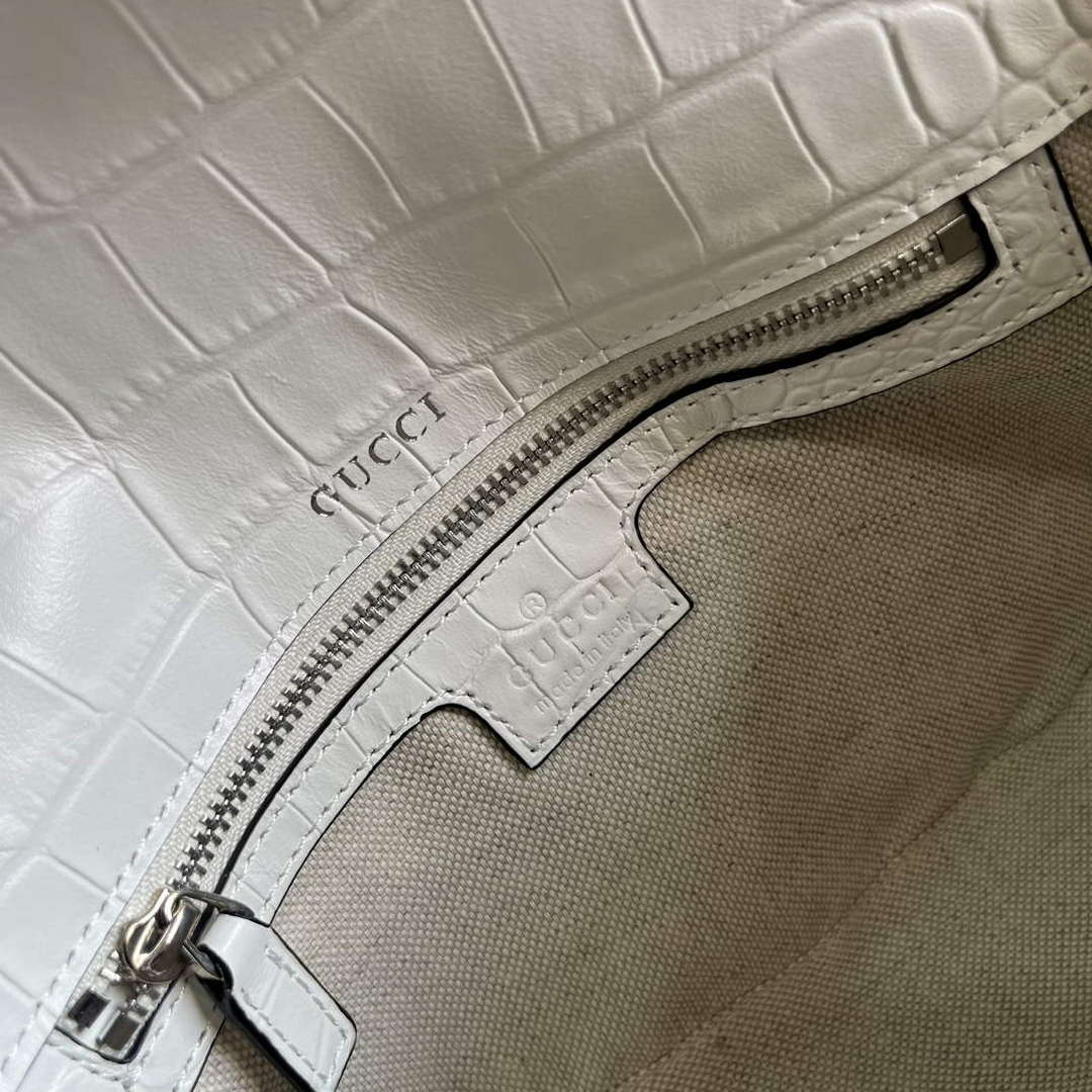 Gucci 764155 Gucci Horsebit 1955 Shoulder Bag white/crocodile pattern
