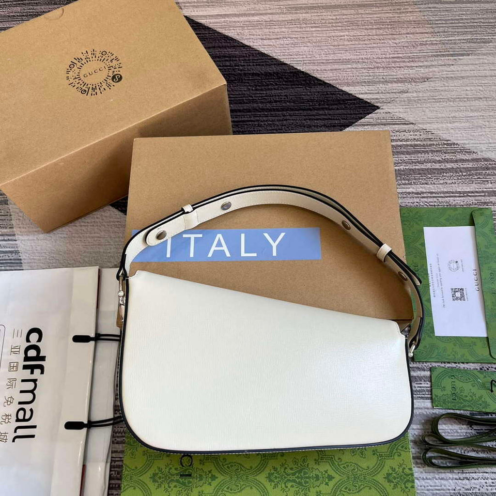 Gucci 764155 Gucci Horsebit 1955 Shoulder Bag White