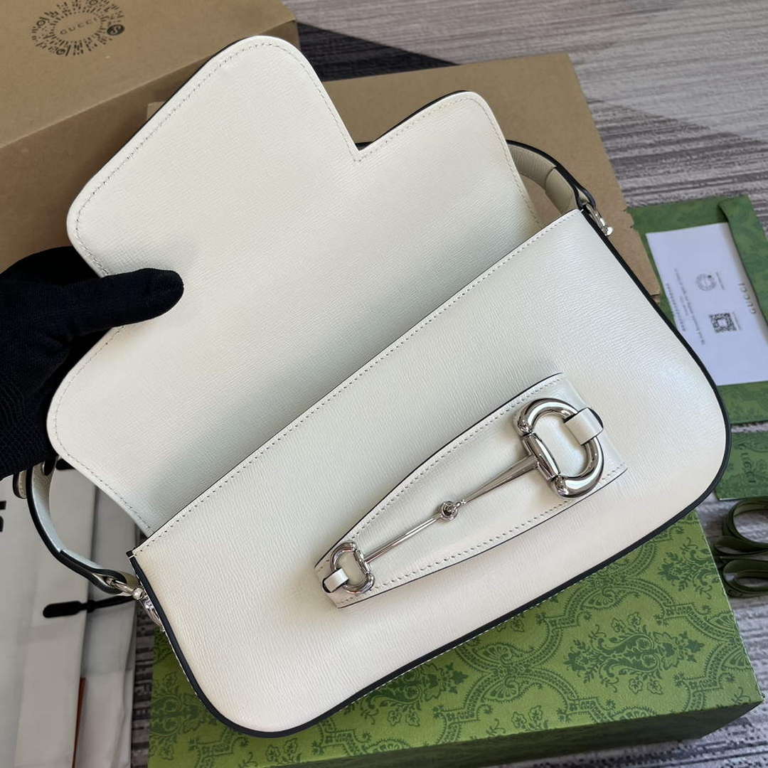 Gucci 764155 Gucci Horsebit 1955 Shoulder Bag White