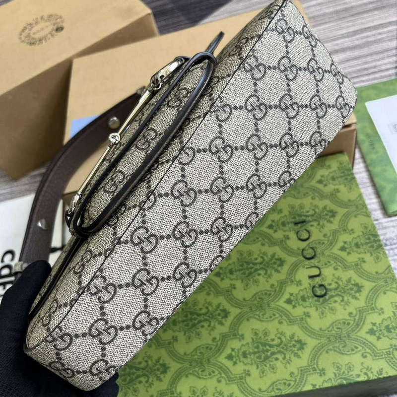 Gucci 764155 Gucci Horsebit 1955 Small Shoulder Bag Beige/ebony