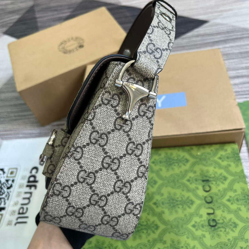 Gucci 764155 Gucci Horsebit 1955 Small Shoulder Bag Beige/ebony