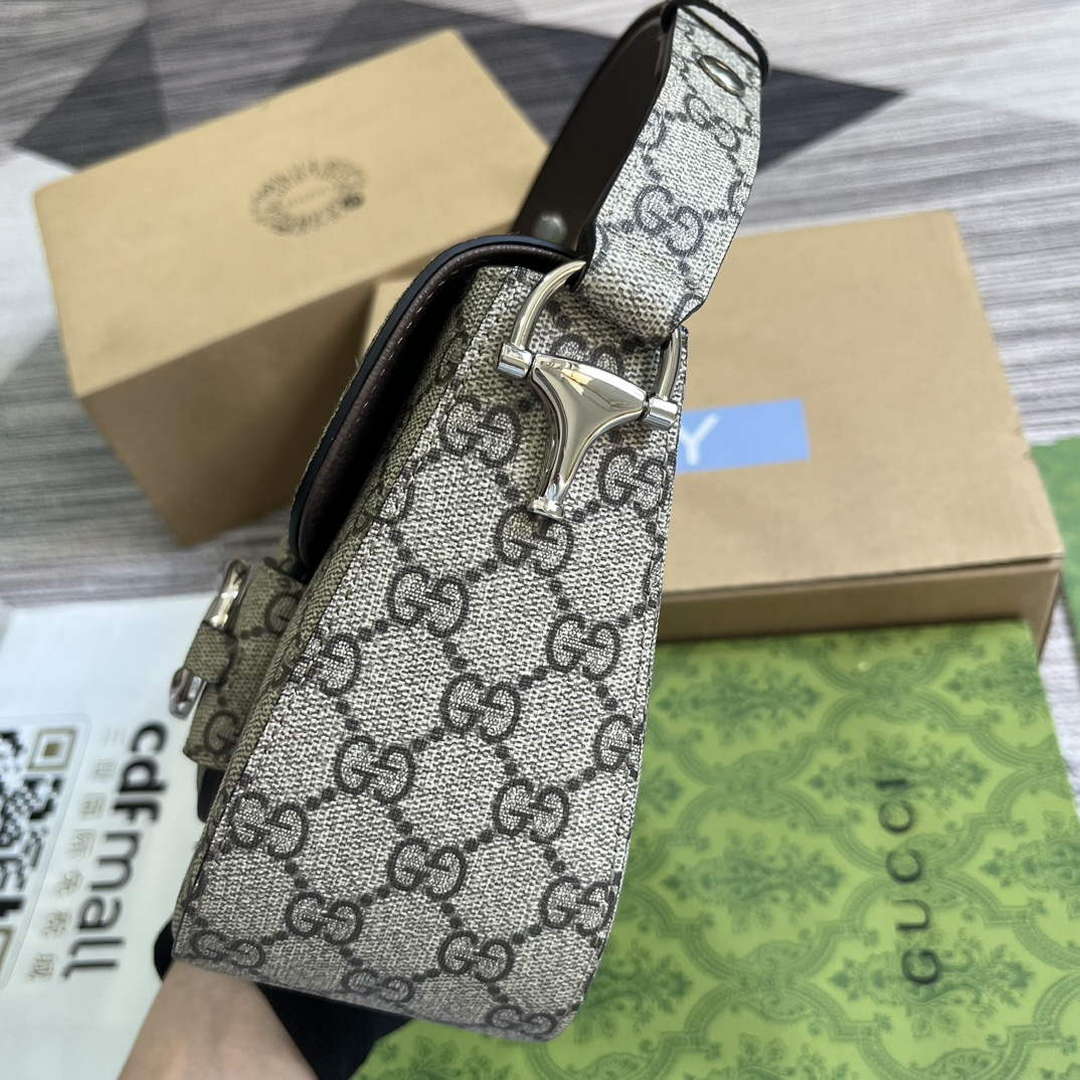 Gucci 764155 Gucci Horsebit 1955 Small Shoulder Bag Beige/ebony