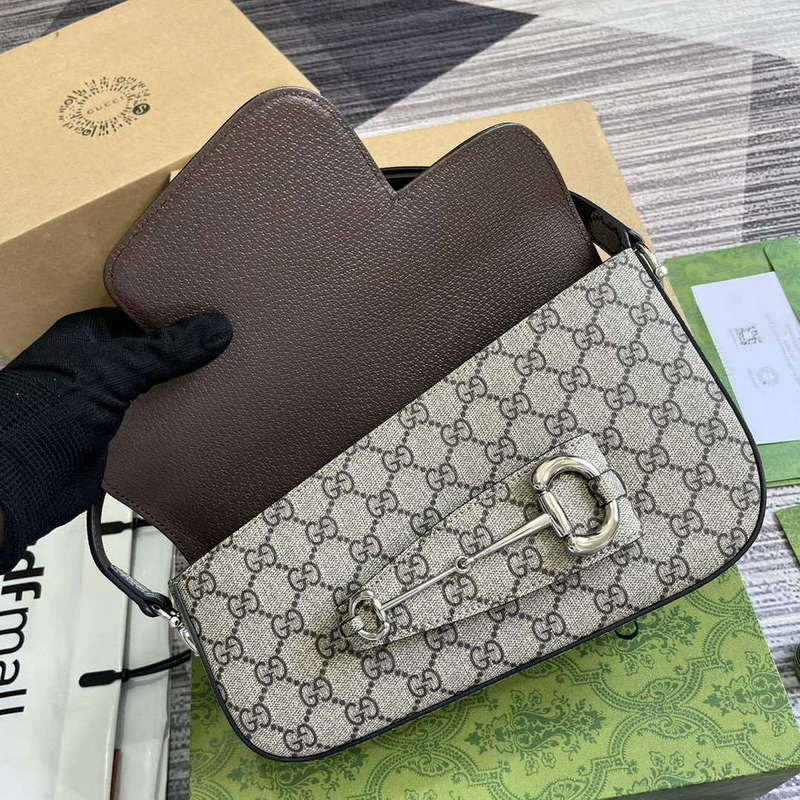 Gucci 764155 Gucci Horsebit 1955 Small Shoulder Bag Beige/ebony