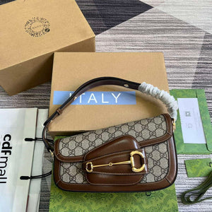 Gucci 764155 Gucci Horsebit 1955 Small Shoulder Bag Brown - Default Title - View 1