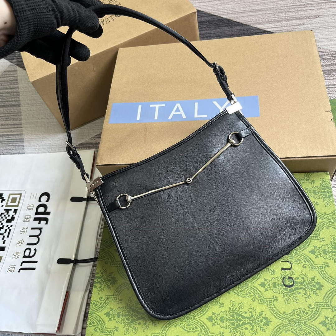 Gucci 764191 Gucci Horsebit Slim Small Shoulder Bag Black - Default Title - View 4