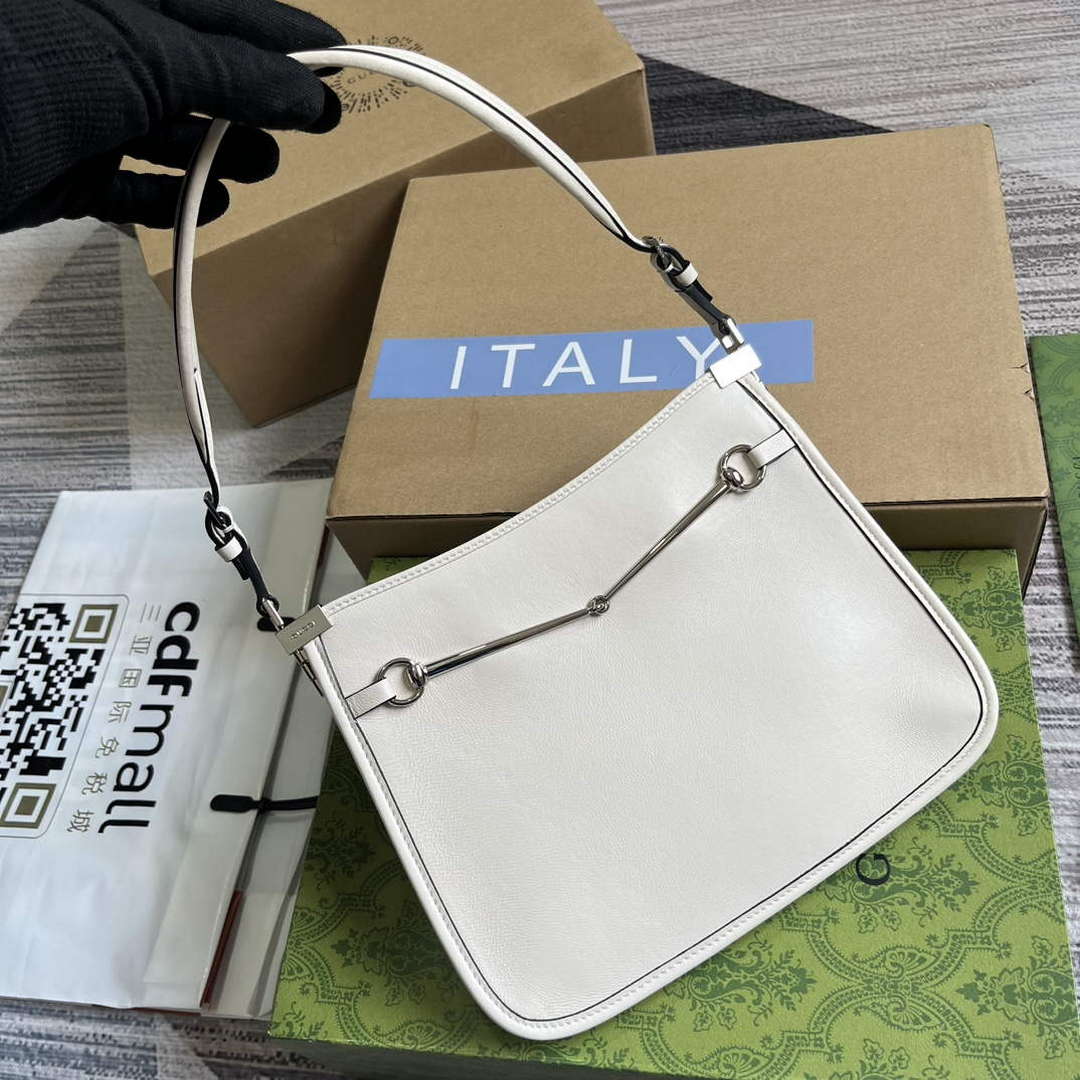 Gucci 764191 Gucci Horsebit Slim Small Shoulder Bag White
