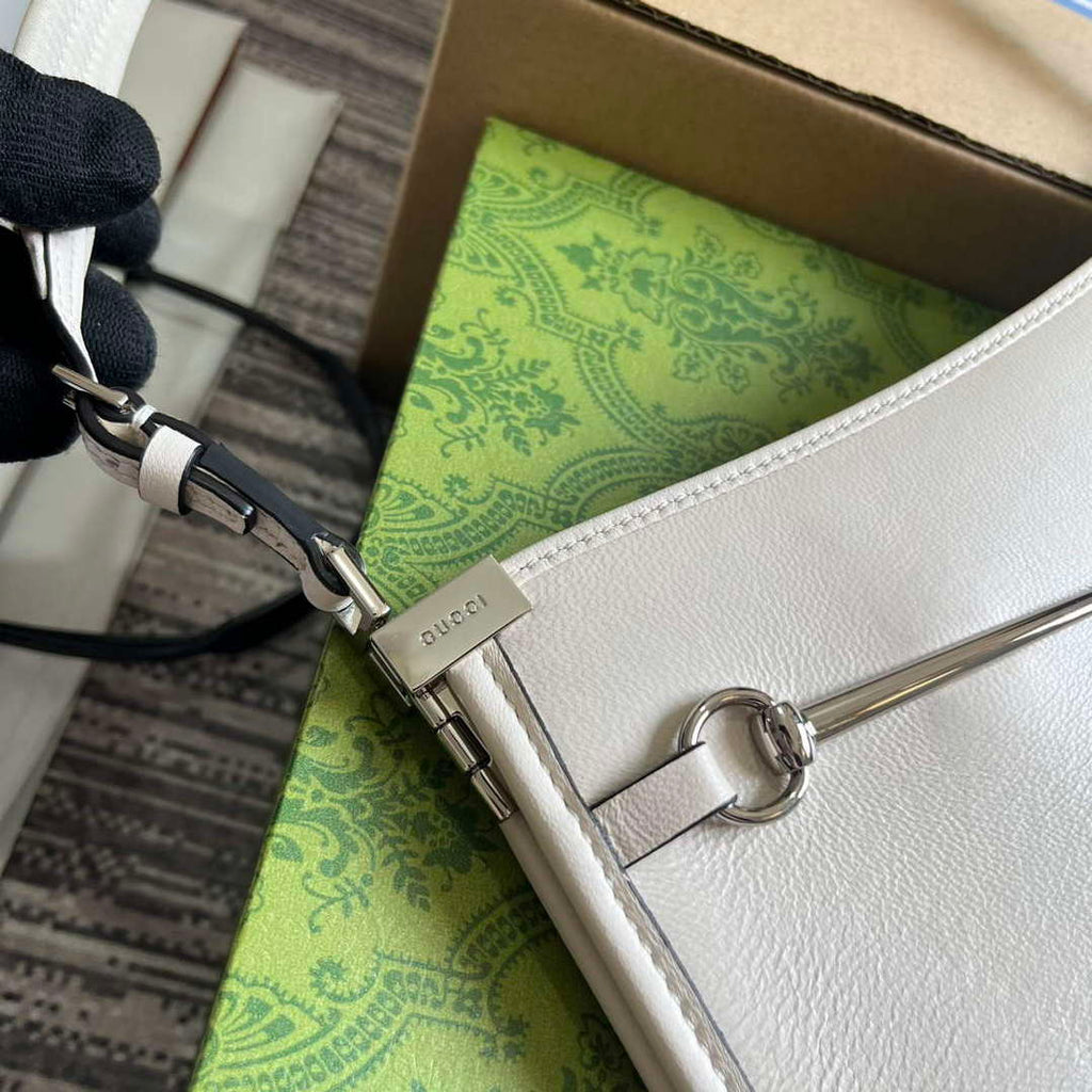 Gucci 764191 Gucci Horsebit Slim Small Shoulder Bag White