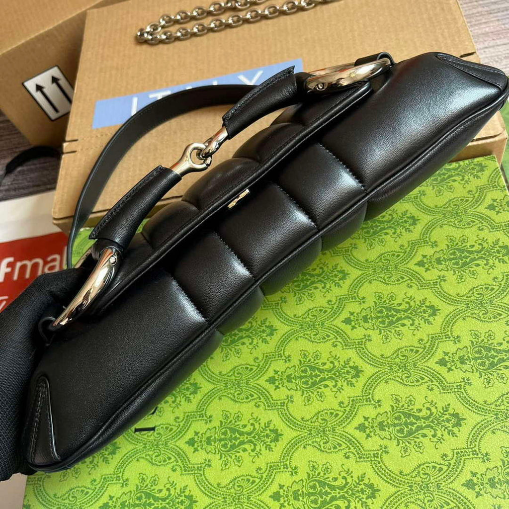 Gucci 764255 Gucci Horsebit Chain Medium Shoulder Bag Black
