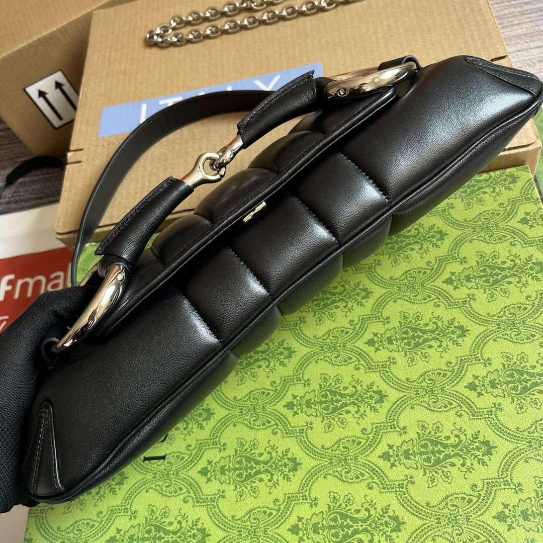 Gucci 764255 Gucci Horsebit Chain Medium Shoulder Bag Black - Default Title - View 5