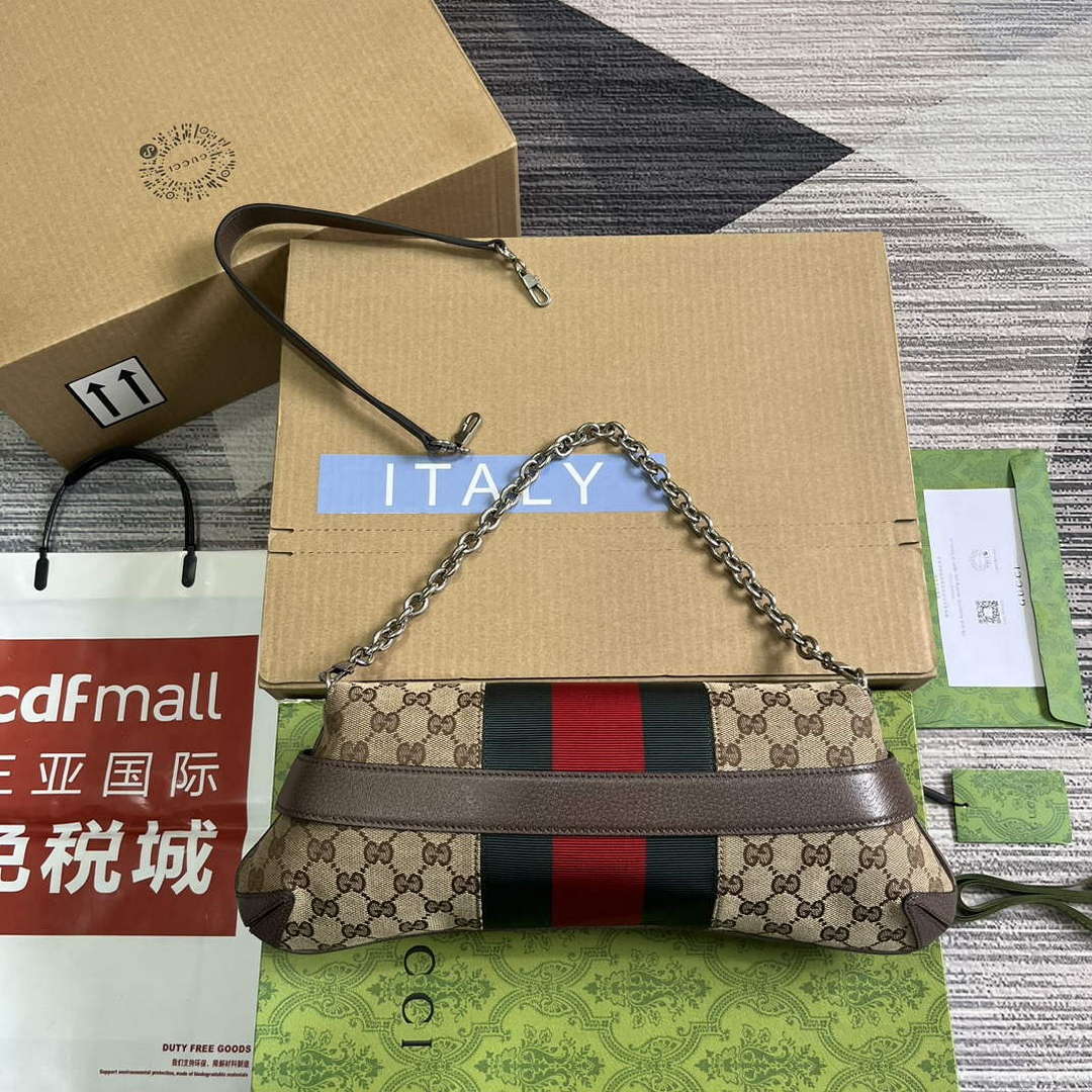 Gucci 764255 Gucci Horsebit Chain Medium Shoulder Bag Brown - Default Title - View 2