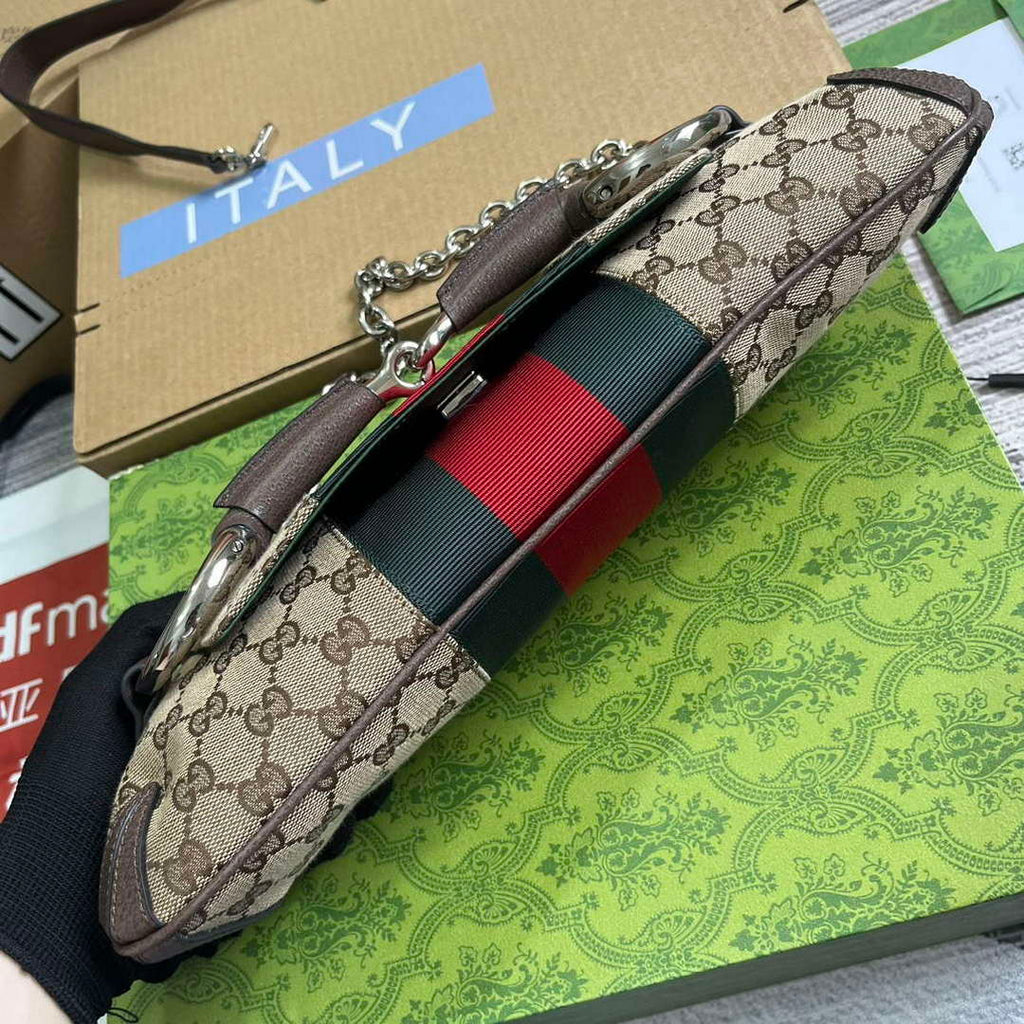 Gucci 764255 Gucci Horsebit Chain Medium Shoulder Bag Brown