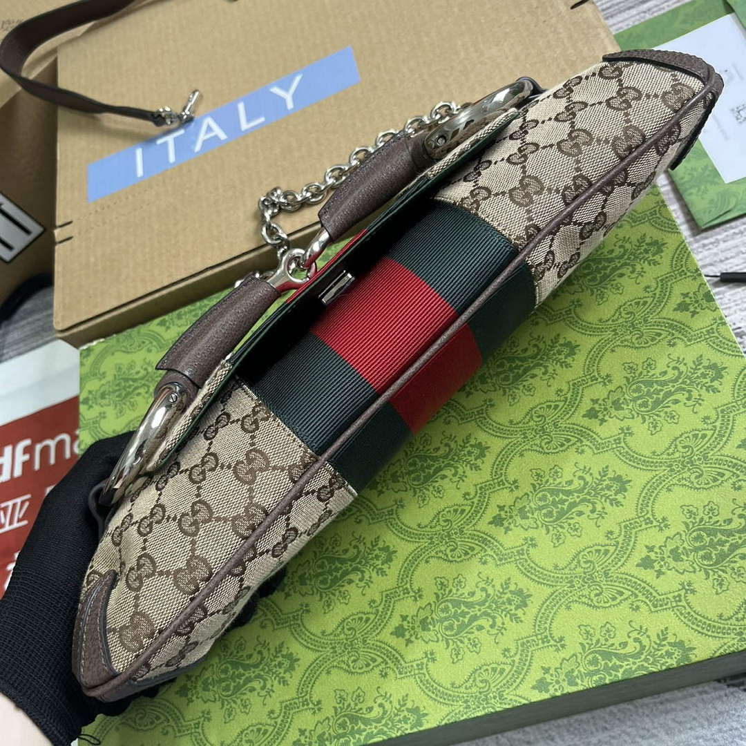 Gucci 764255 Gucci Horsebit Chain Medium Shoulder Bag Brown - Default Title - View 6