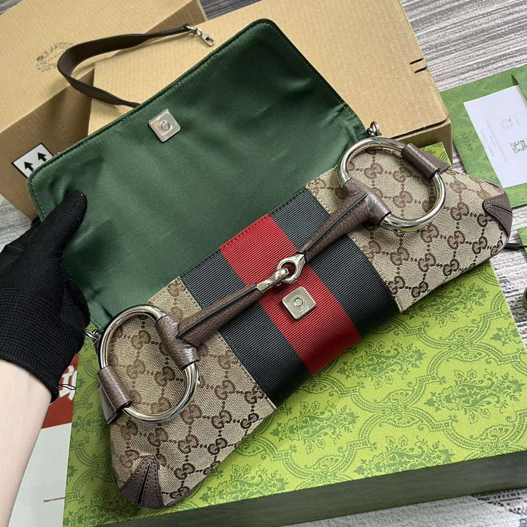 Gucci 764255 Gucci Horsebit Chain Medium Shoulder Bag Brown - Default Title - View 7