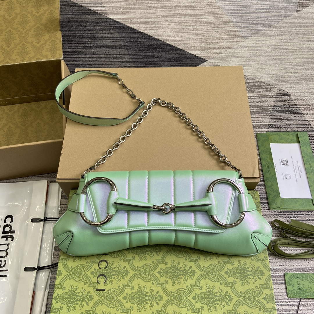 Gucci 764255 Gucci Horsebit Chain Medium Shoulder Bag Symphony green - Default Title - View 1