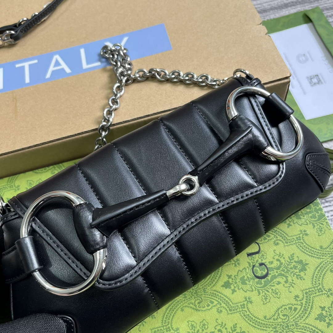 Gucci 764339 Gucci Horsebit Chain Small Shoulder Bag Black - Default Title - View 5