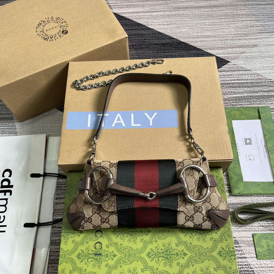 Gucci 764339 Gucci Horsebit Chain Small Shoulder Bag Brown - Default Title - View 1