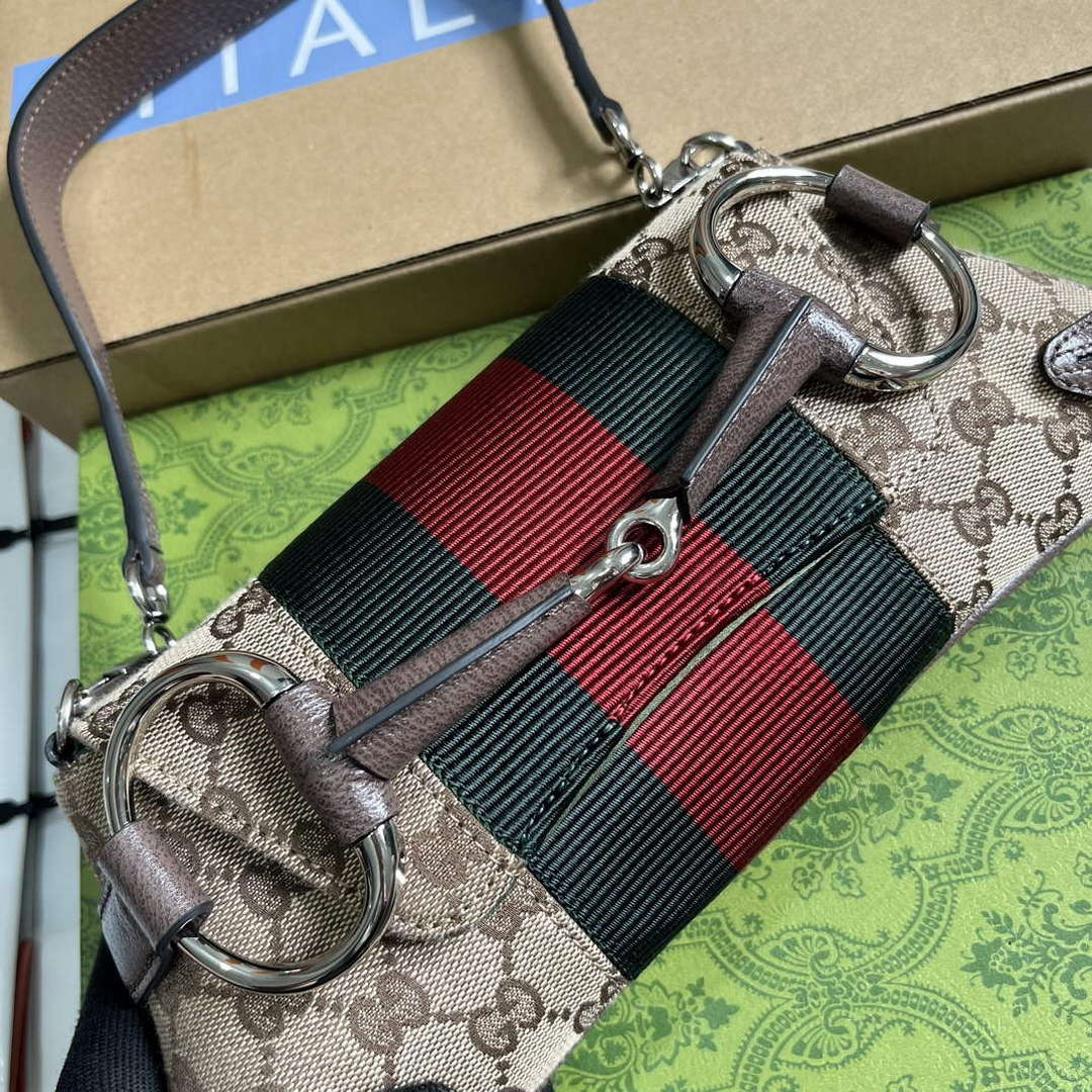 Gucci 764339 Gucci Horsebit Chain Small Shoulder Bag Brown