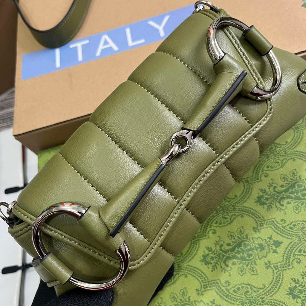 Gucci 764339 Gucci Horsebit Chain Small Shoulder Bag Green