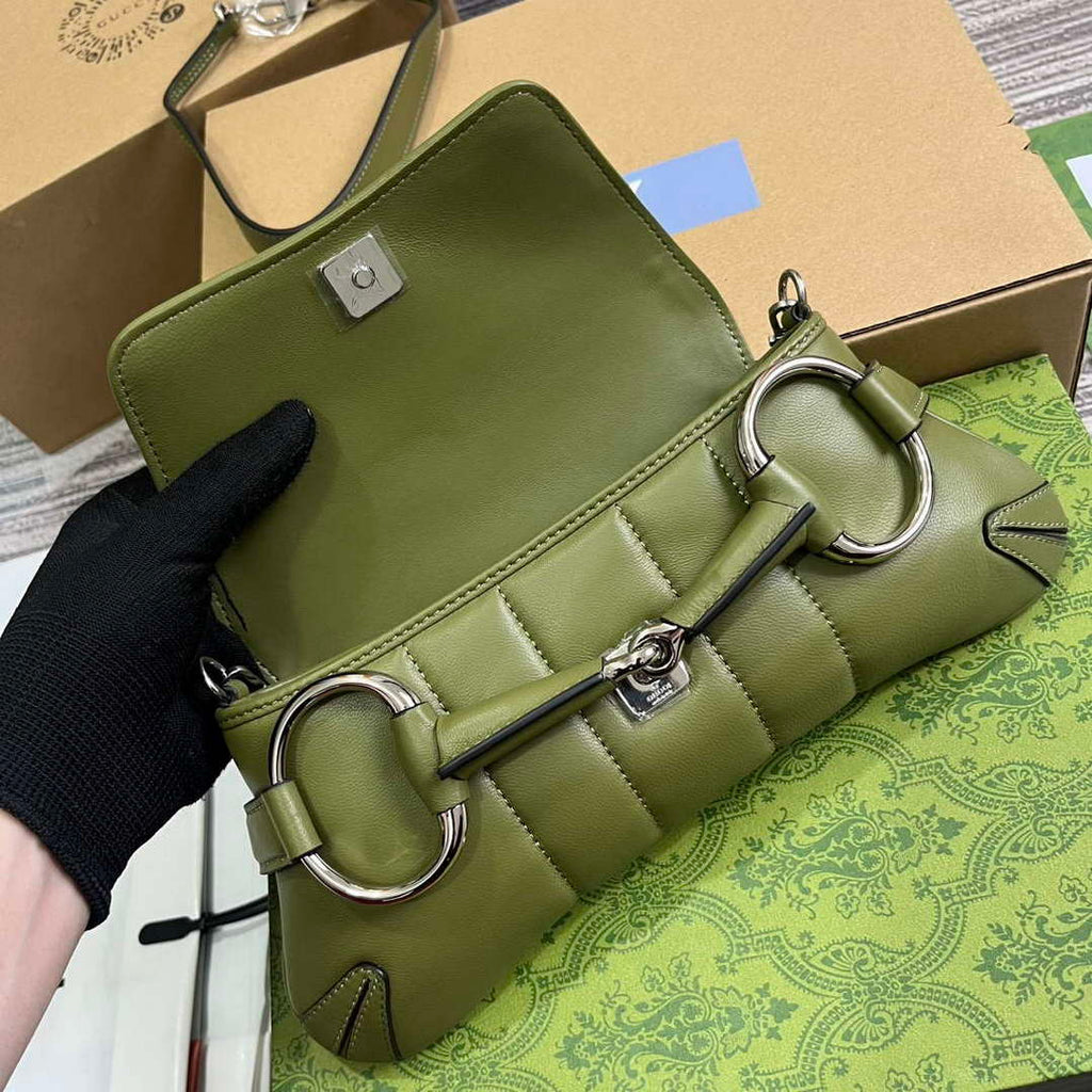 Gucci 764339 Gucci Horsebit Chain Small Shoulder Bag Green