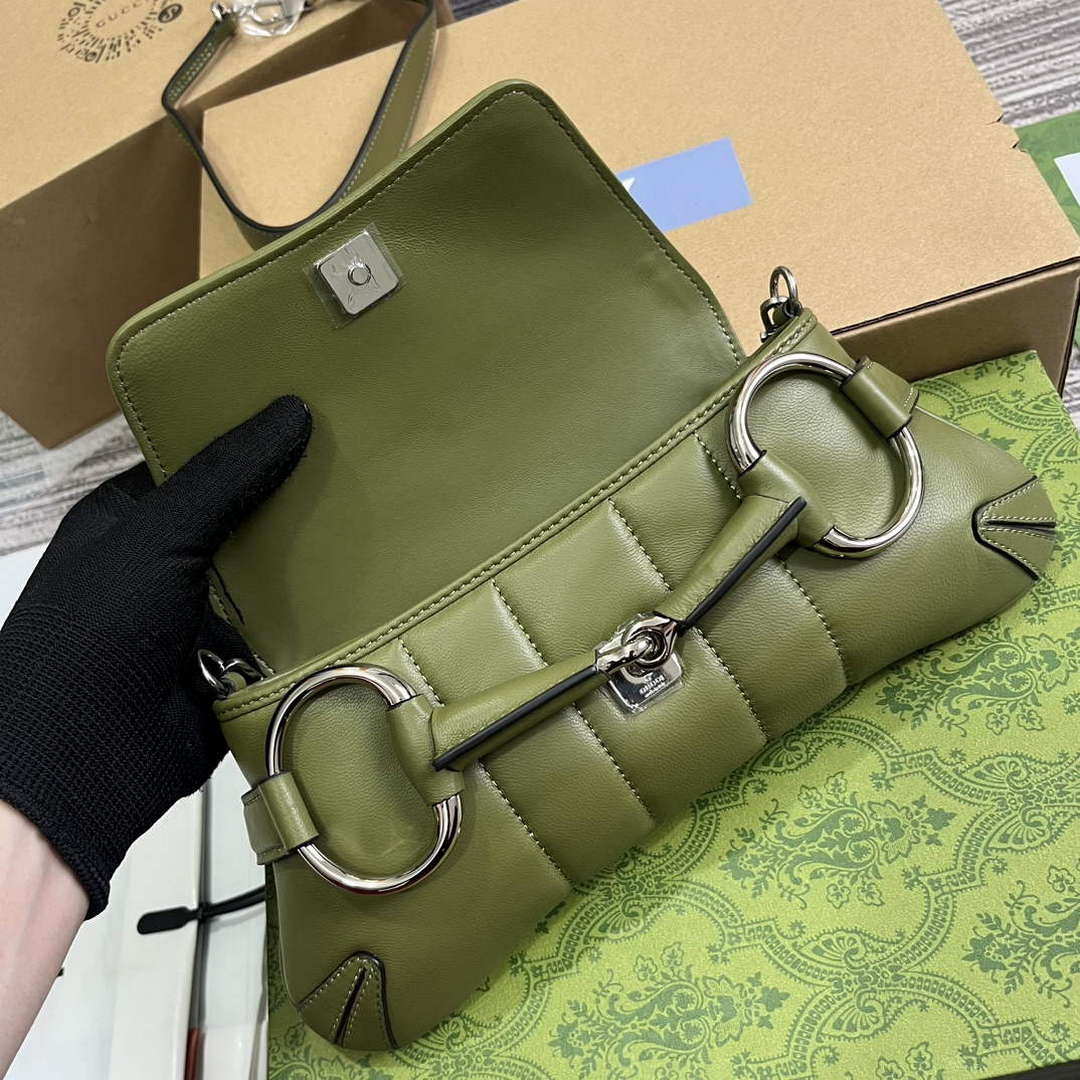 Gucci 764339 Gucci Horsebit Chain Small Shoulder Bag Green