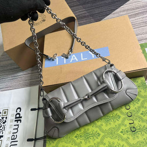 Gucci 764339 Gucci Horsebit Chain Small Shoulder Bag Grey - Default Title - View 4
