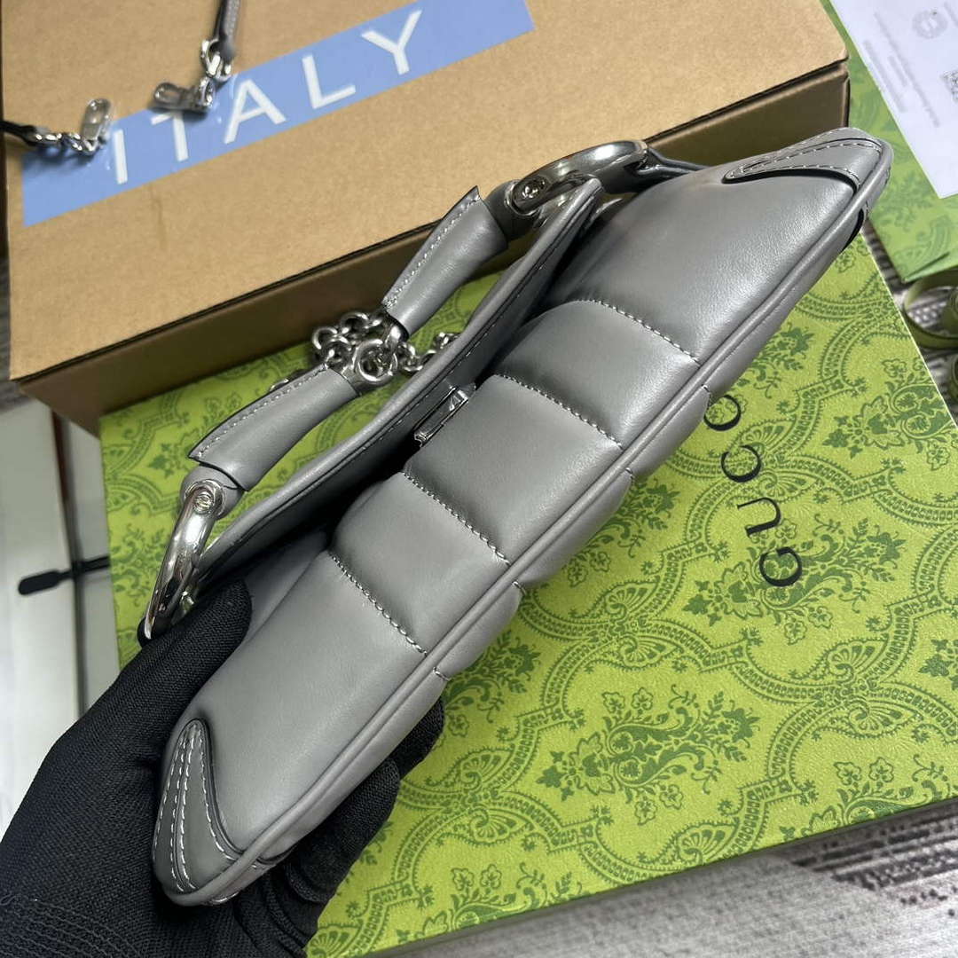 Gucci 764339 Gucci Horsebit Chain Small Shoulder Bag Grey