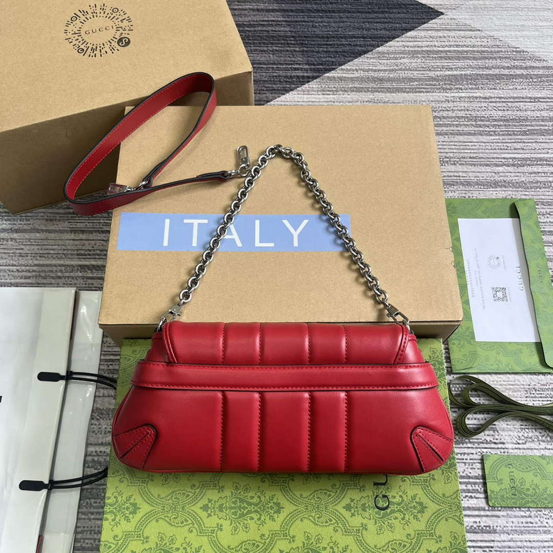 Gucci 764339 Gucci Horsebit Chain Small Shoulder Bag Red - Default Title - View 2