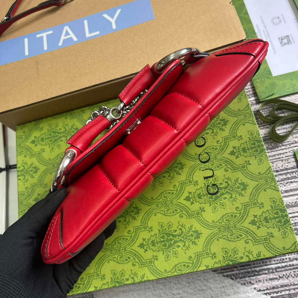 Gucci 764339 Gucci Horsebit Chain Small Shoulder Bag Red
