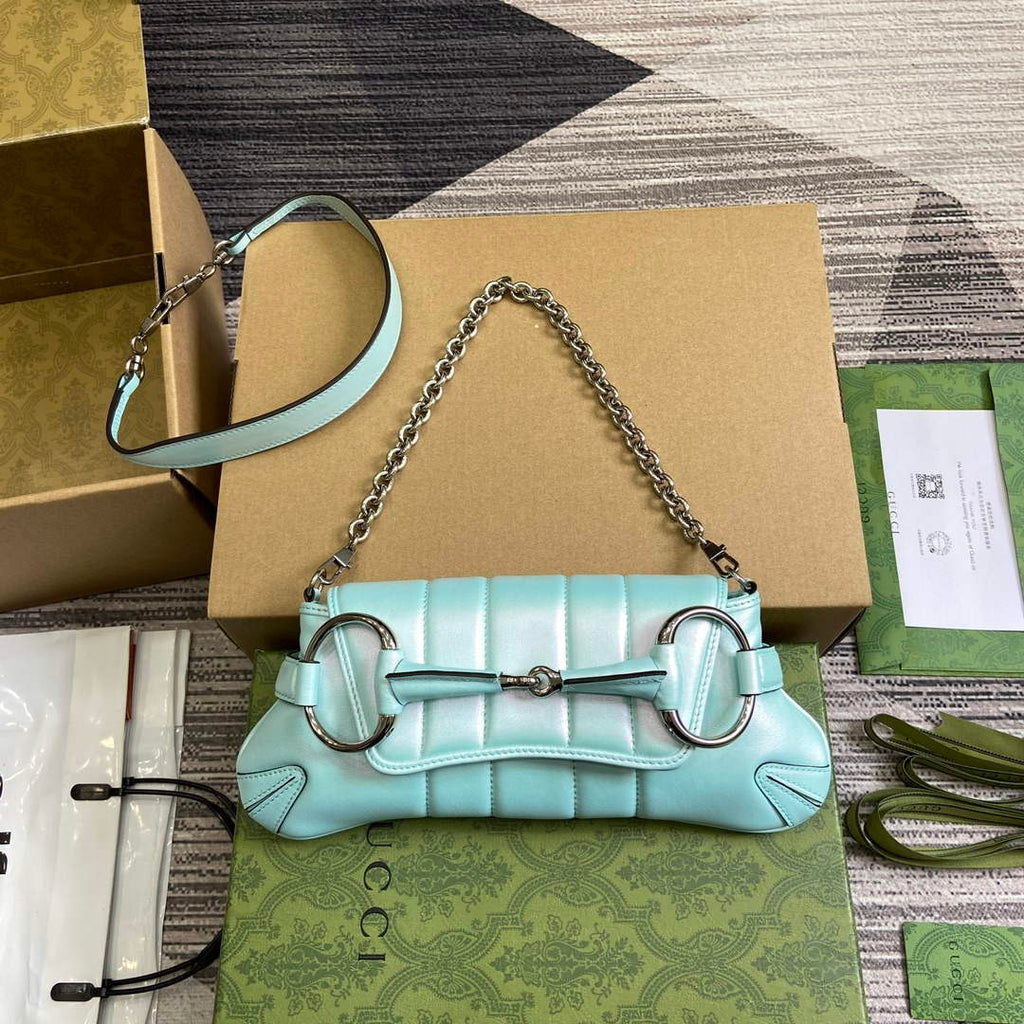 Gucci 764339 Gucci Horsebit Chain Small Shoulder Bag Symphony blue