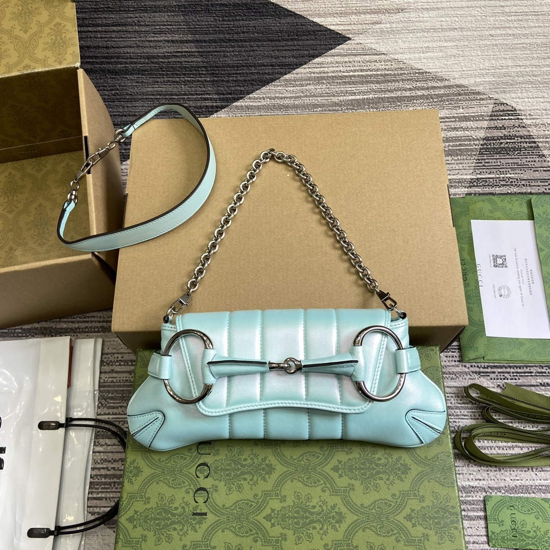 Gucci 764339 Gucci Horsebit Chain Small Shoulder Bag Symphony blue - Default Title - View 1
