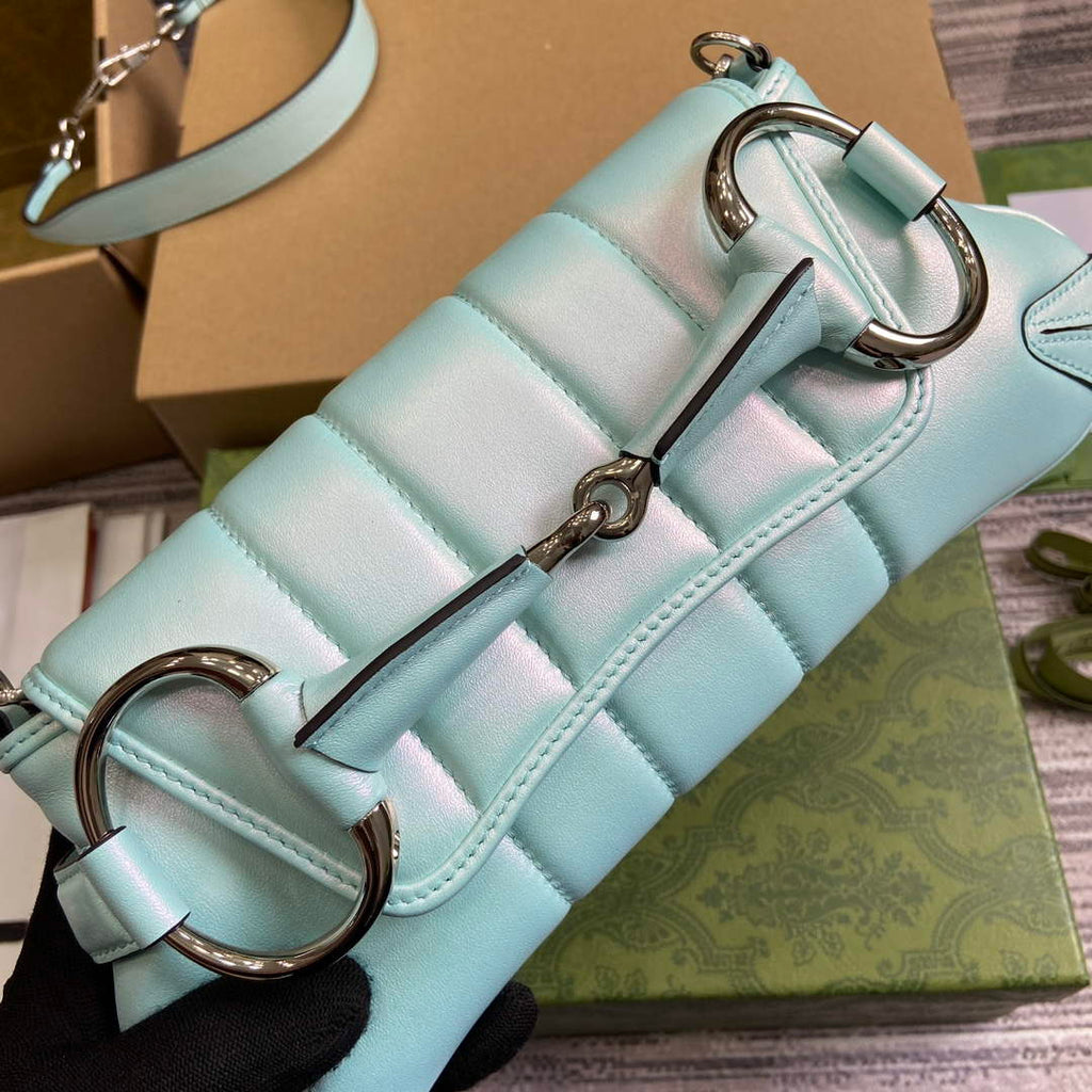 Gucci 764339 Gucci Horsebit Chain Small Shoulder Bag Symphony blue