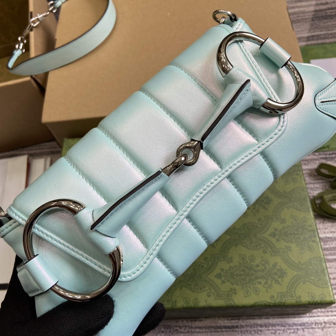 Gucci 764339 Gucci Horsebit Chain Small Shoulder Bag Symphony blue