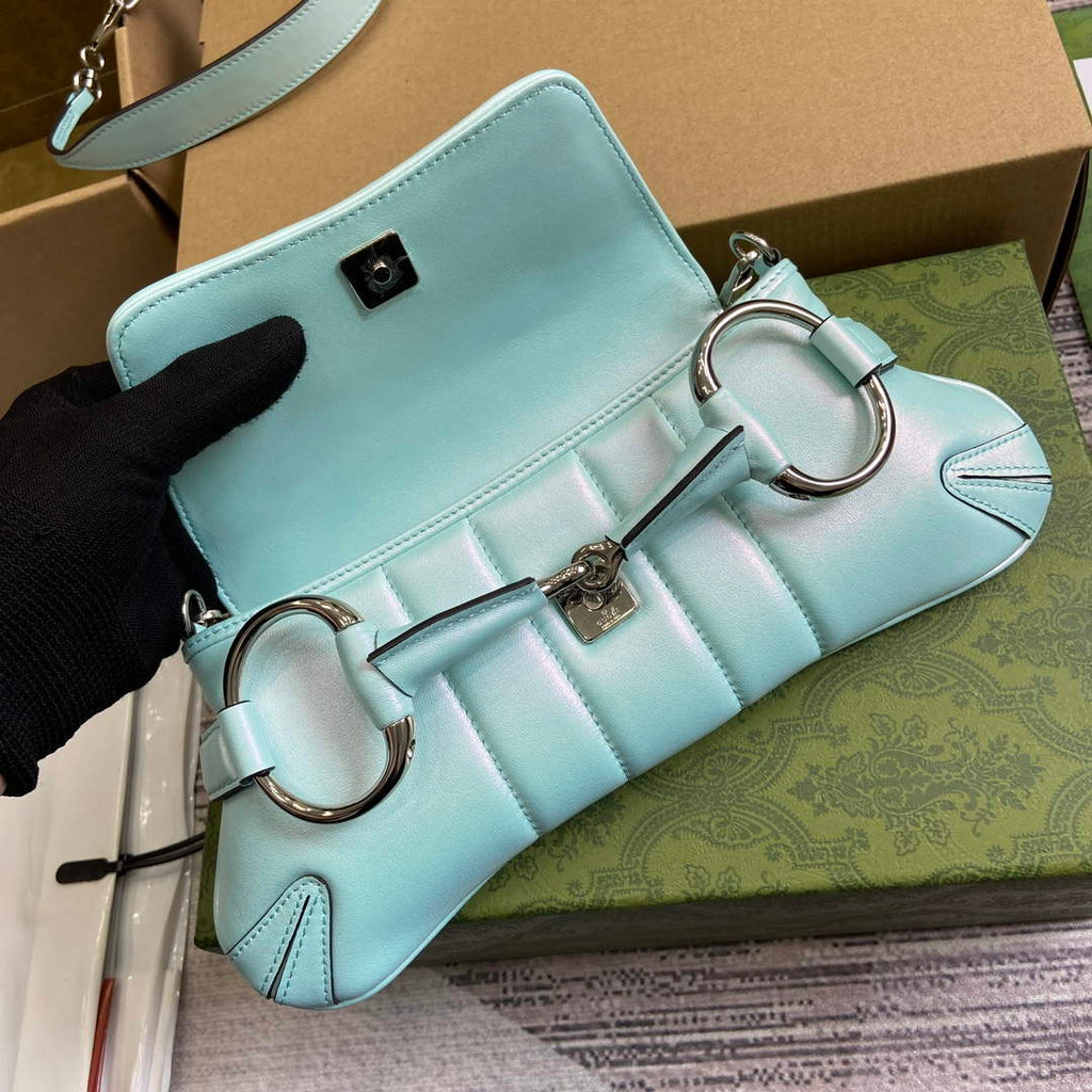 Gucci 764339 Gucci Horsebit Chain Small Shoulder Bag Symphony blue