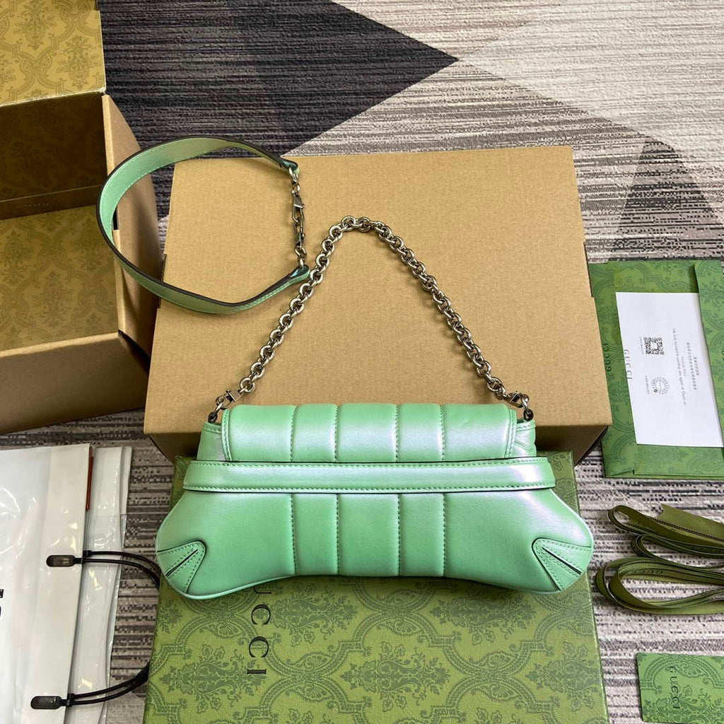 Gucci 764339 Gucci Horsebit Chain Small Shoulder Bag Symphony green